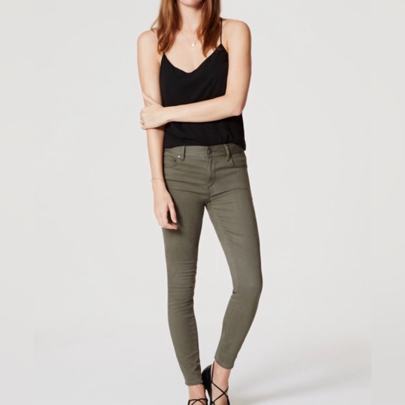 LOFT Leggings Sateen Five Pocket Marisa Fit  in Bold Olive 27 - Picture 1 of 6